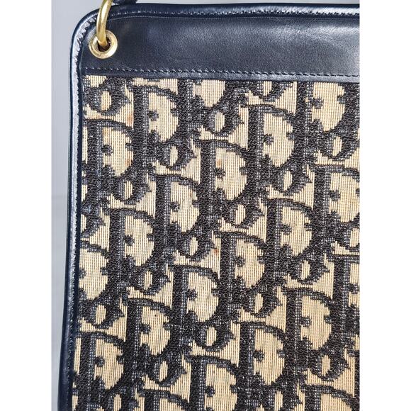 Christian Dior Trotter Canvas Shoulder Bag Navy Blue, Made in France - Picture 2 of 14